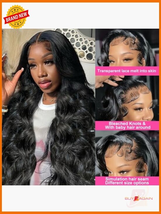 13x6 HD Lace Front Wig Human Hair Body Wave Glueless 180% Density Pre Plucked